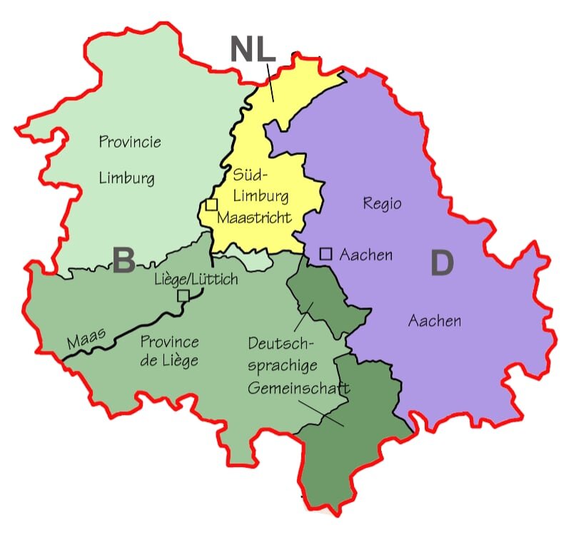 landkaart zuid limburg, belgie duitsland